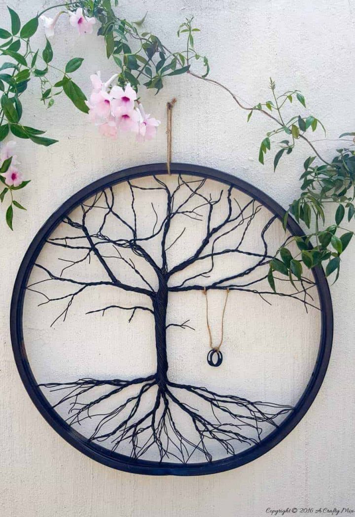 Re Purpose A Bicycle Wheel To Make A Tree Of Life A Crafty Mix